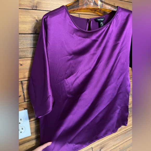 White House black market silk stretch plum color blouse size XXS - Picture 2 of 6
